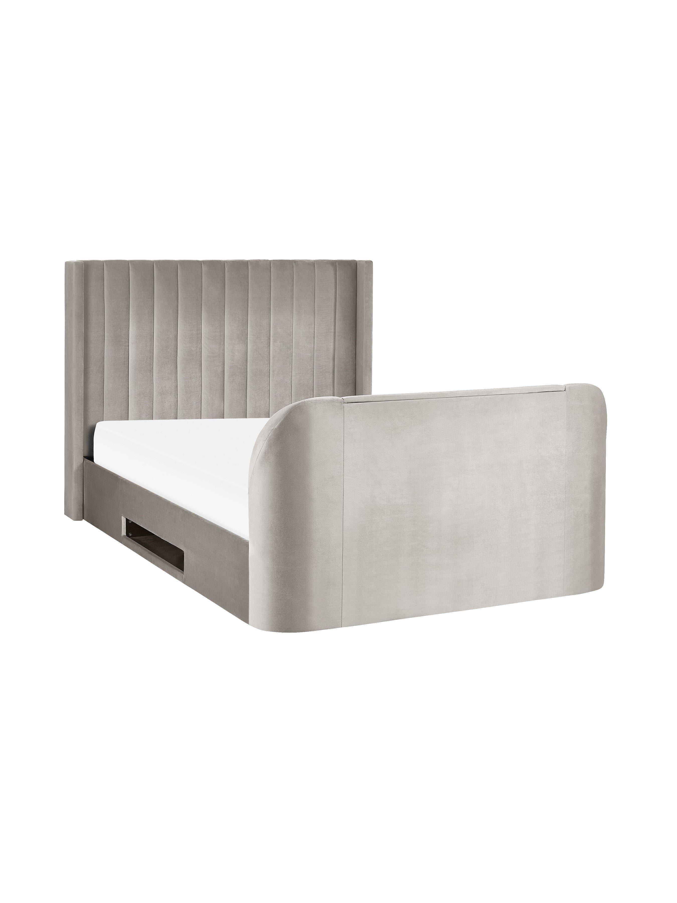 Alston Light Grey Velvet Ottoman TV Bed Double